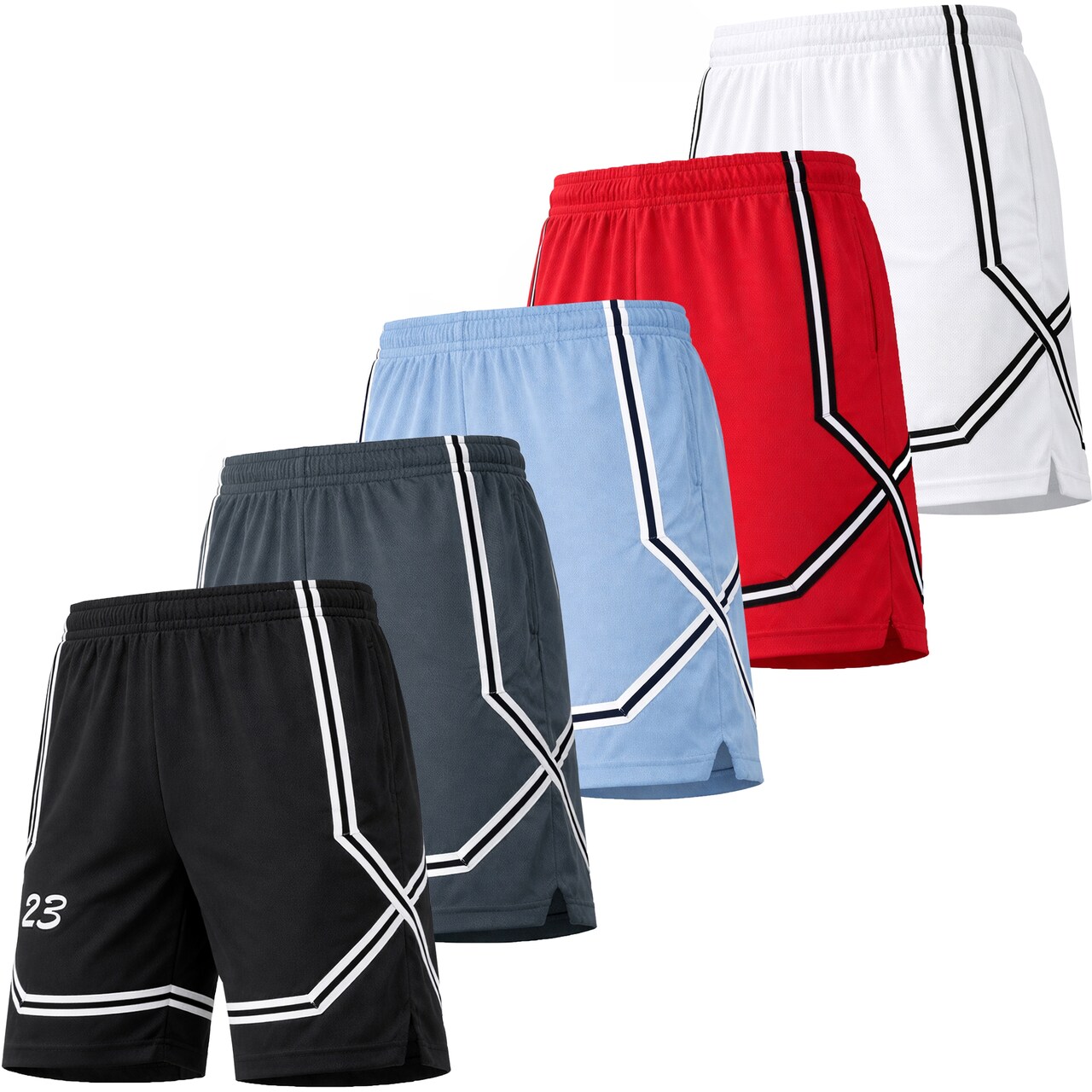 Men's 5-Pack Lightweight Breathable Moisture Wicking Mesh Shorts